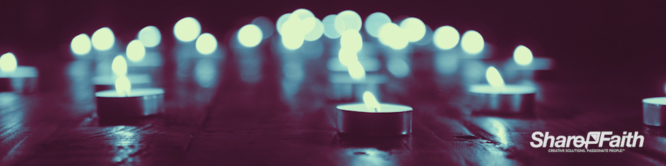Christmas Candle Blue Flame Triple Wide Worship Video