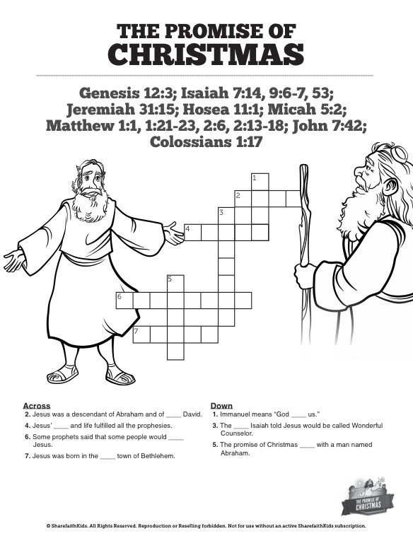 The Promise of Christmas Sunday School Crossword Puzzles