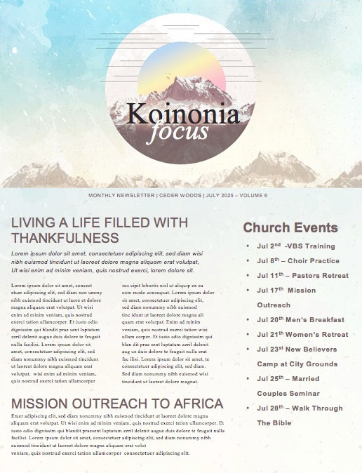 Peaks & Valleys Church Newsletter Template