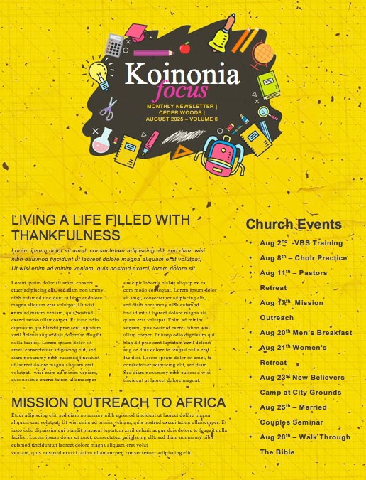 Back To School Student Ministry Newsletter