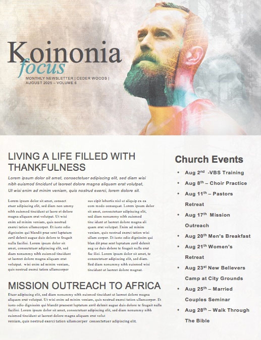 Man to Man Church Sermon Newsletter