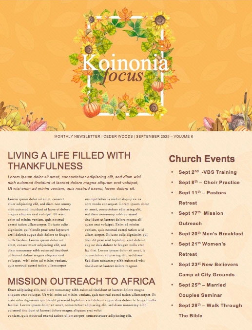 Harvest Party Church Newsletter
