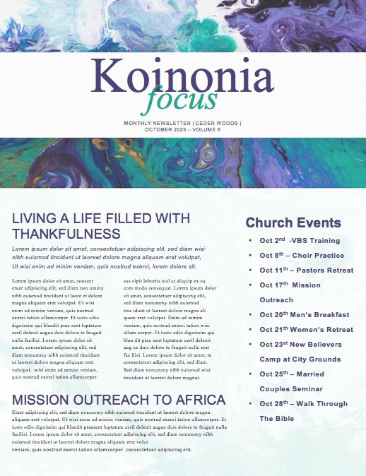 Pastor Appreciation Church Newsletter