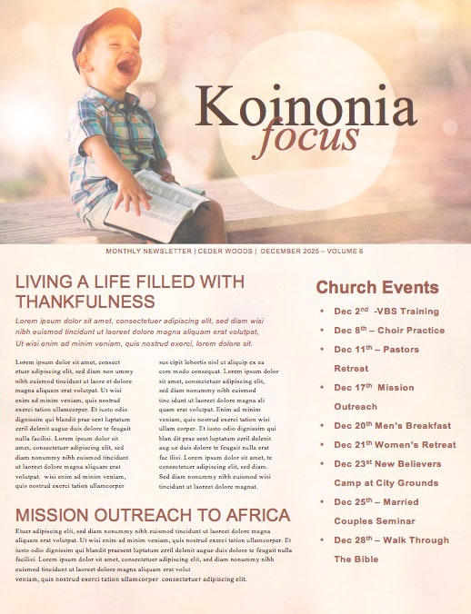 Faith Like A Child Church Newsletter