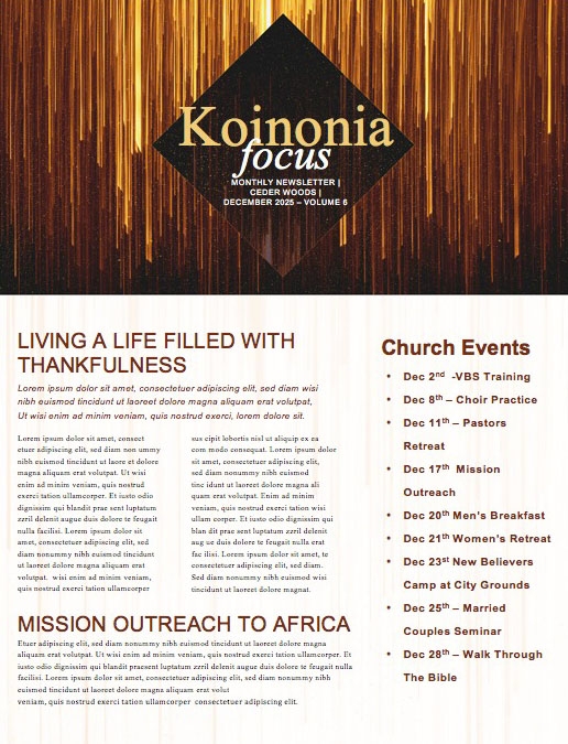 Happy New Year Church Newsletter