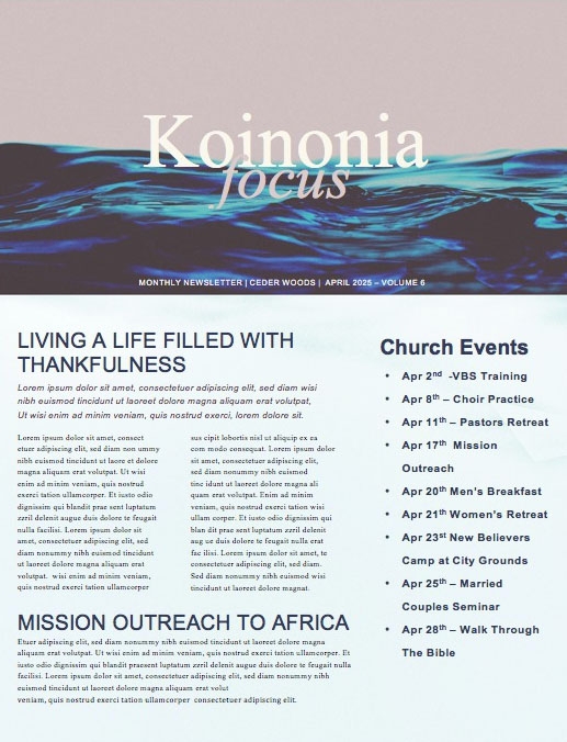 Deeper Church Newsletter