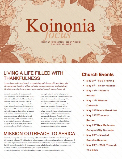 She Is Strong Church Newsletter