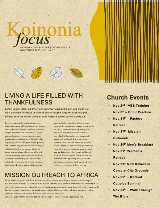 Fall Festival Leaves Church Newsletter