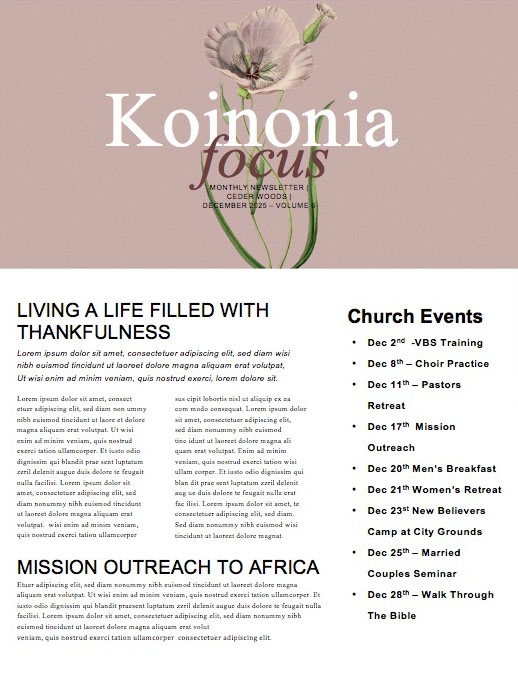 More Than Enough Church Newsletter