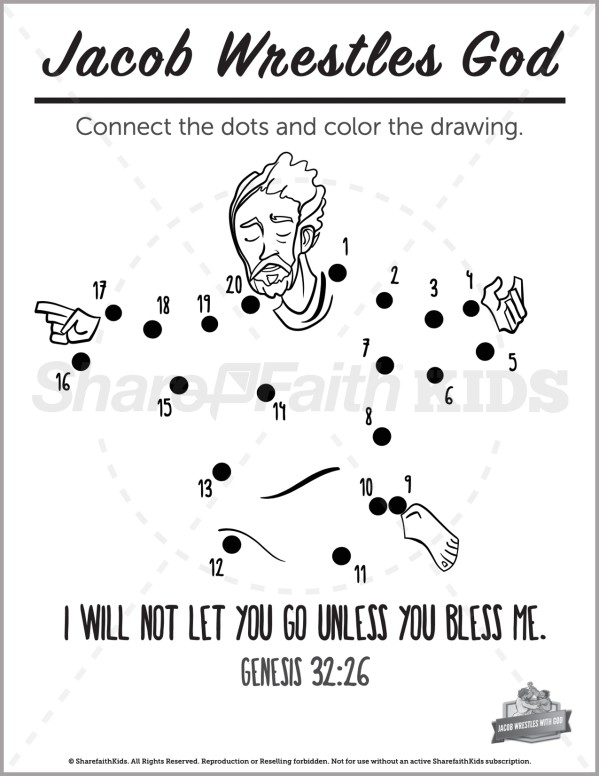 Genesis 32 Jacob Wrestles with God Preschool Dot to Dot