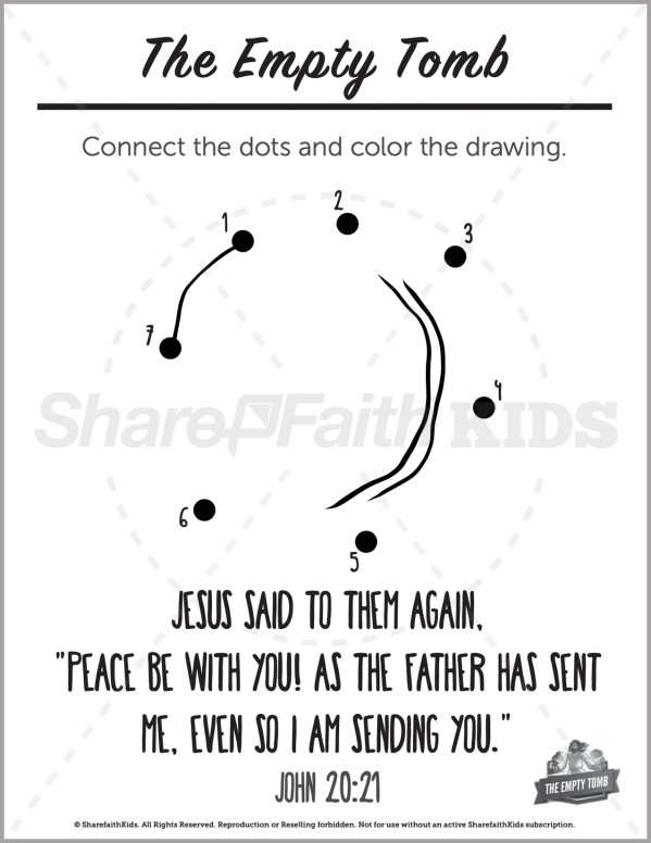 John 20 The Empty Tomb Preschool Dot to Dot