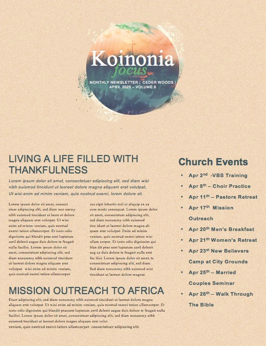 Easter Sunrise Church Newsletter