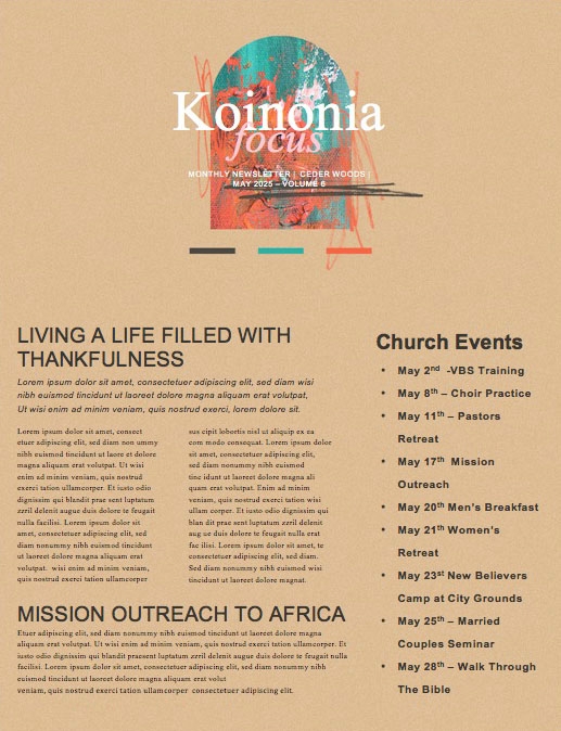 Perfect Is Boring Church Newsletter