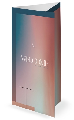 Jesus' Ascension Pink Blue Church Trifold Bulletin