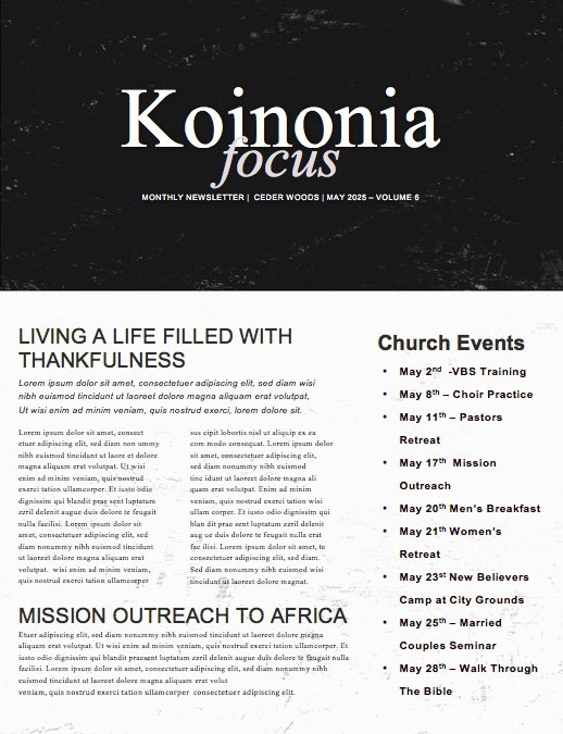 Triggered Church Newsletter