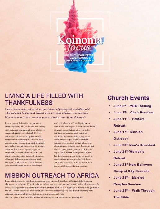Pentecost Holy Spirit Come Church Newsletter