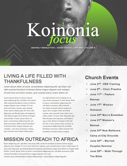 Invincible Men's Conference Church Newsletter