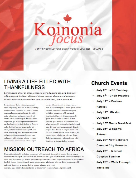 Canada Day Flag Church Newsletter