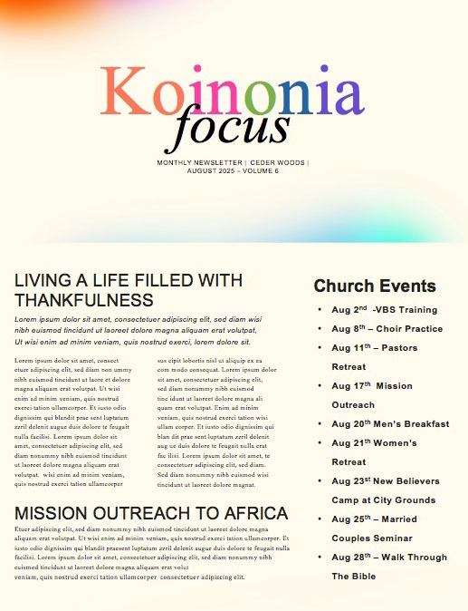 Homecoming Weekend Church Newsletter