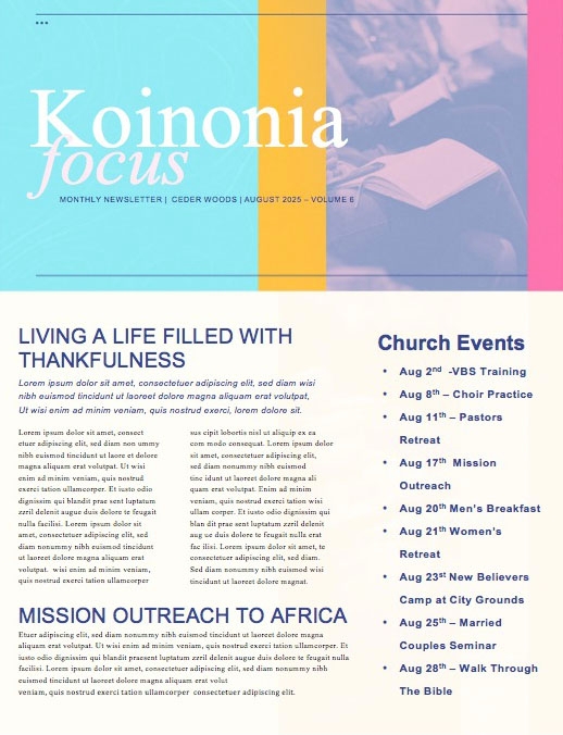 Membership Class Sign Up Church Newsletter