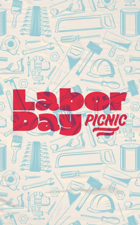 Labor Day Picnic Red Church Bifold Bulletin