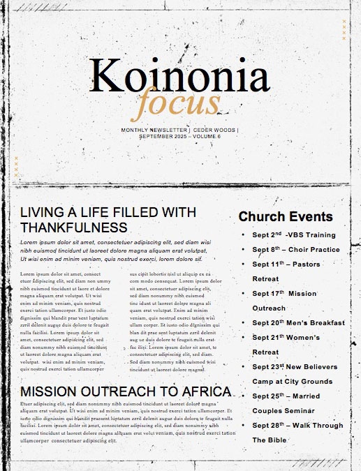 Pastor Appreciation Sunday Church Newsletter