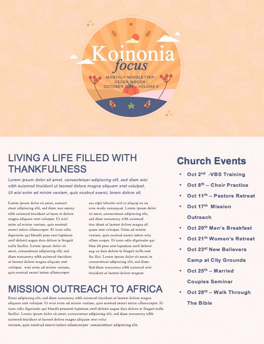 Harvest Party Orange Church Newsletter
