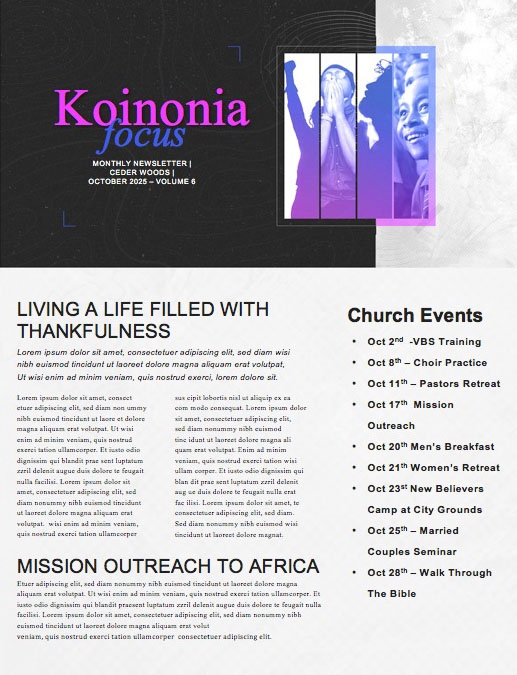 Hope In Action Church Newsletter