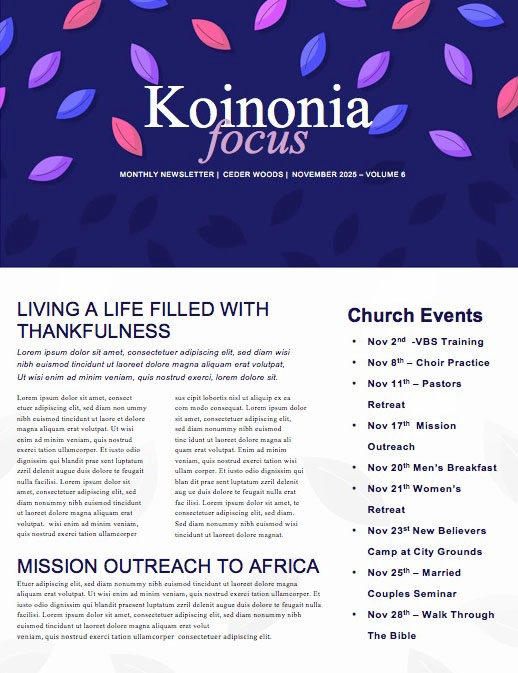 Fall Back Blue Church Newsletter