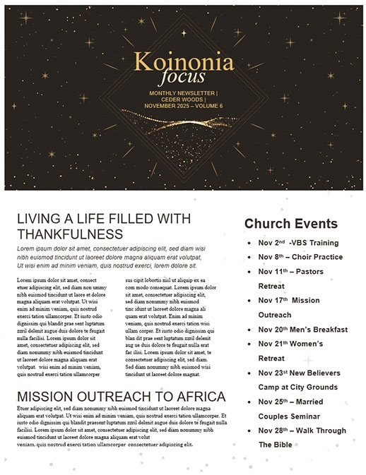 Advent Gold Church Newsletter