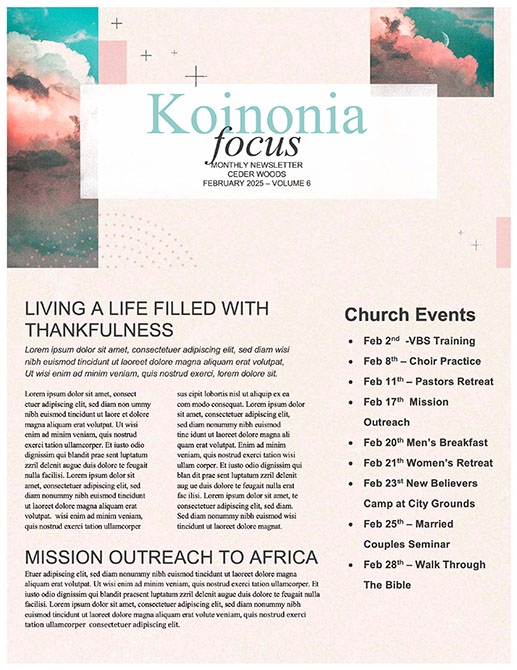 Your New Life Starts Now Church Newsletter