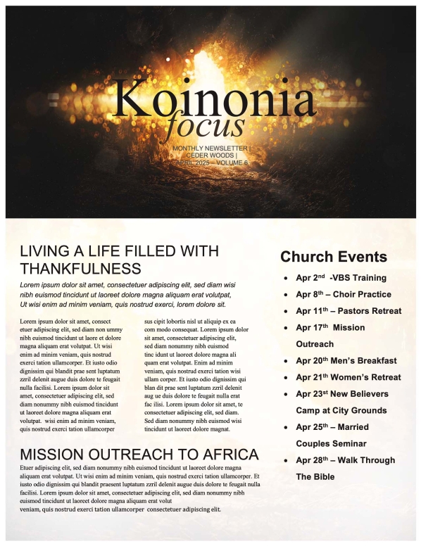 Church Newsletter Glorious Day Easter Church Graphics