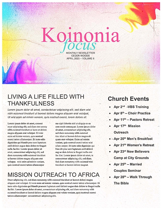 My Identity In Christ Church Newsletter