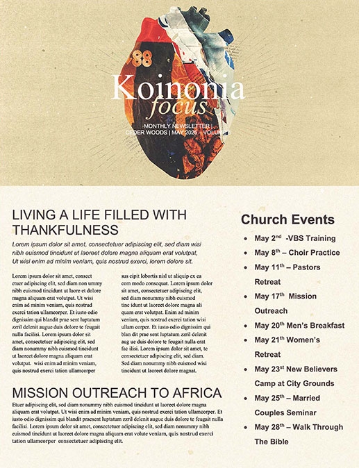 Matters of the Heart Church Newsletter