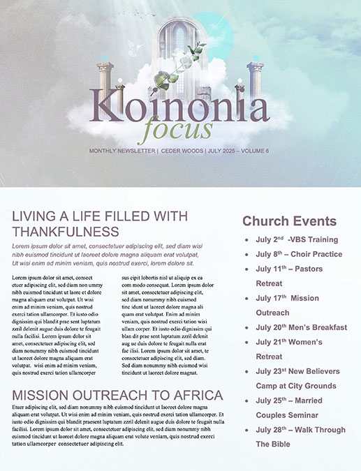 Sacred Spaces Church Newsletter 2022