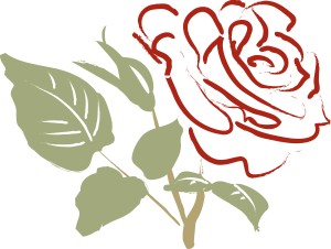Red Rose with Pale Leaves