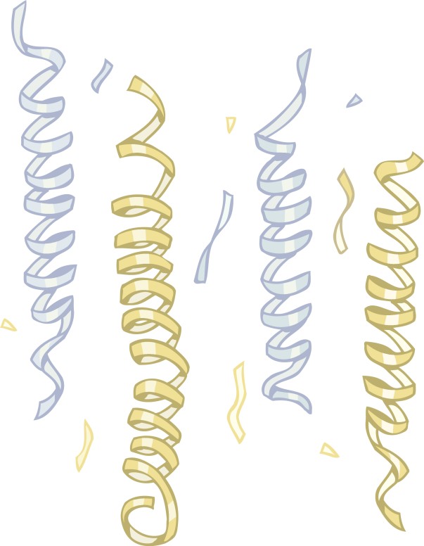 Curly Green and Blue Confetti