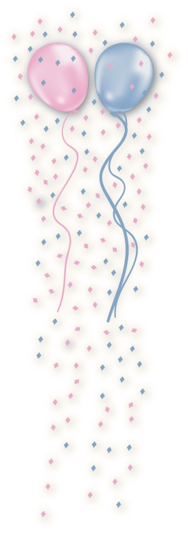 Pink and Blue Balloons with Confetti