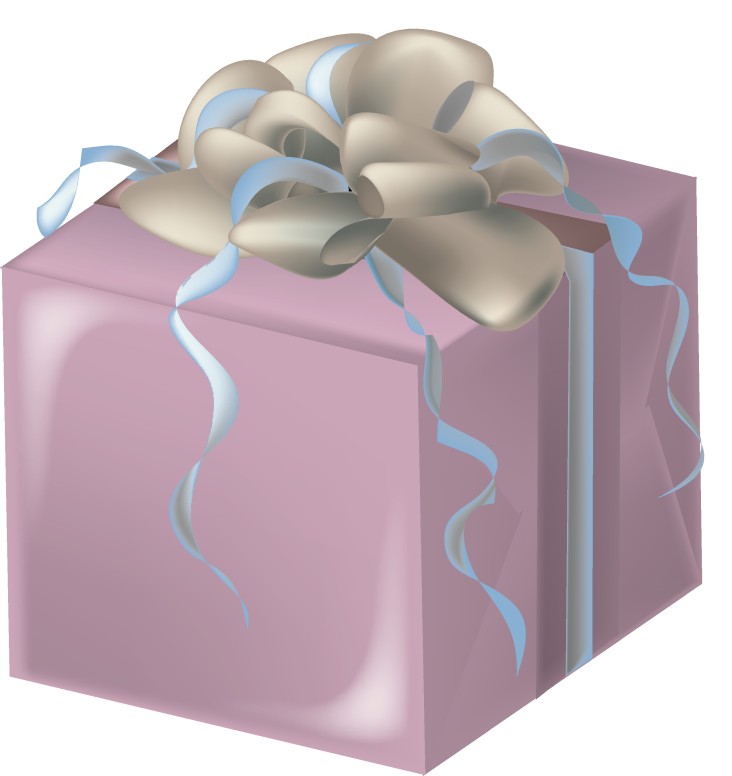 Lavender Gift with Gold and Blue Bow