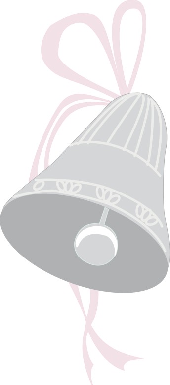 Ornate Wedding Bell with Pink Ribbon