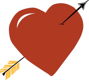 Red Heart Pierced by Cupid's Arrow
