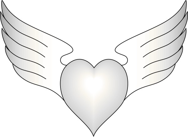 Outlined Heart with Wings