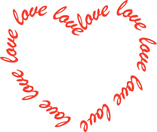 Heart Shaped with Love Text
