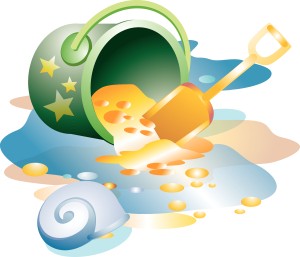 Beach Scene with Pail and Shovel