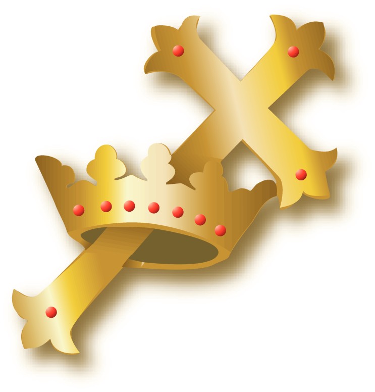 Jewelled Gold Crown and Fleurie Cross