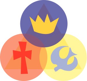 Trinity with Crown, Cross, and Dove (pointing up)