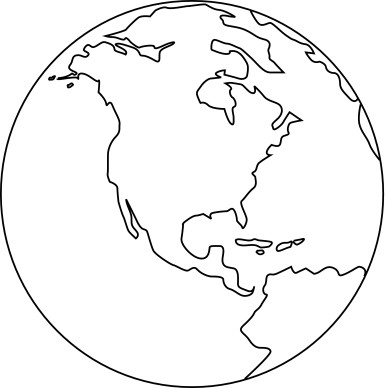 Line Art Globe   Black and White