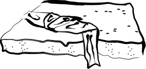 Linen Laying upon rock Slab Black and White