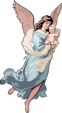 Christmas Angel Embraces Baby Jesus