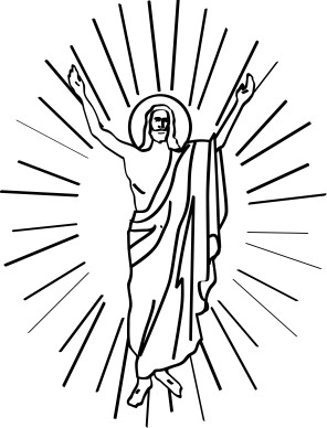 Line Drawn Risen Christ in Halo